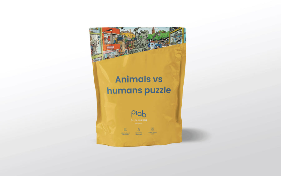Puzzle in a bag - Animals vs Humans puzzel - afbeelding 1